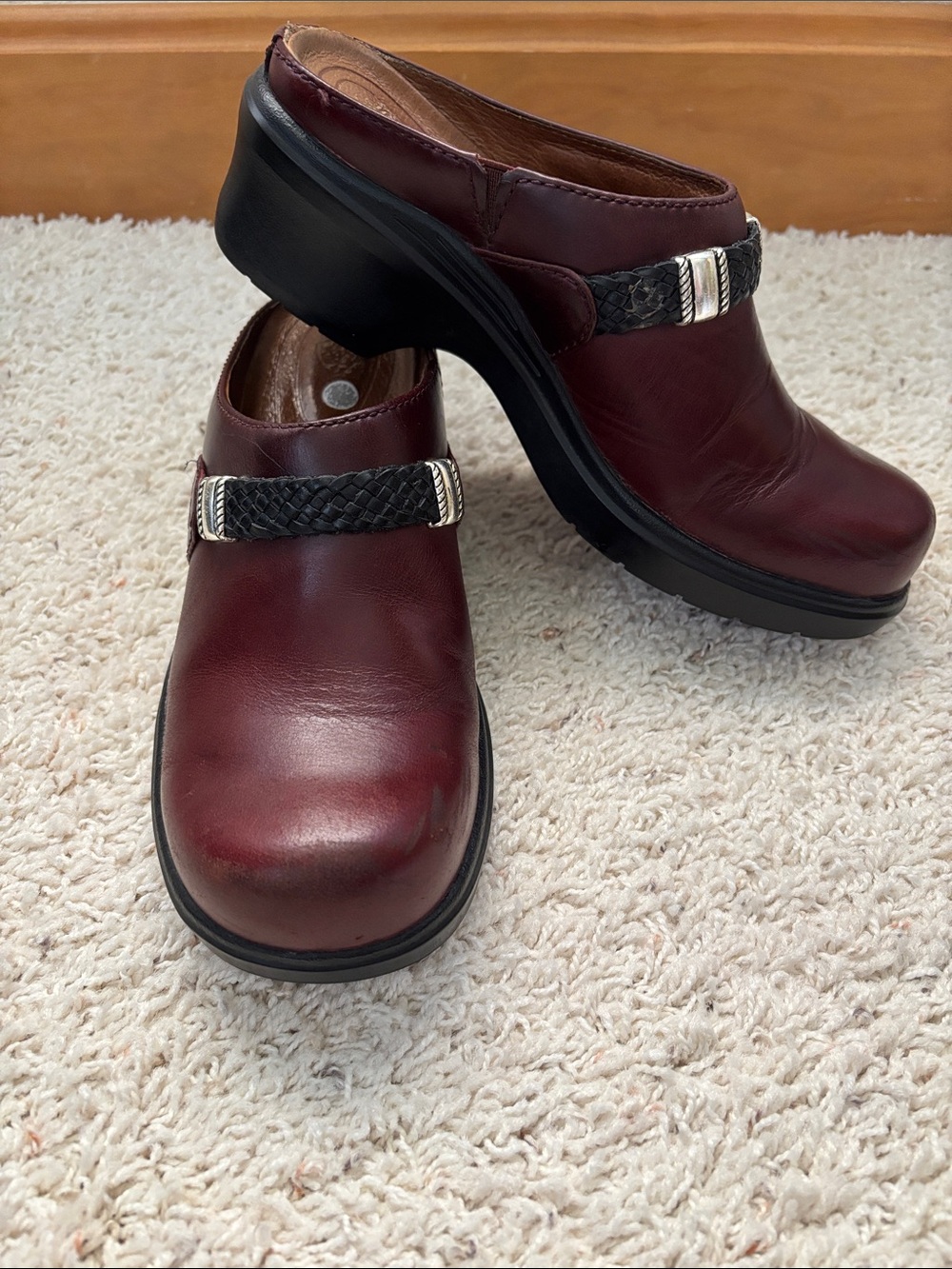 Ariat Women's Burgundy Leather Clogs with Braided Strap